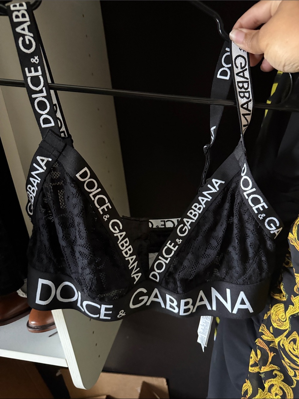 Dolce & Gabbana Black Logo Lace Bralette